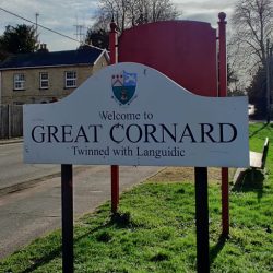 The Great Cornard sign on the border of Great Cornard and Sudbury, Suffolk
