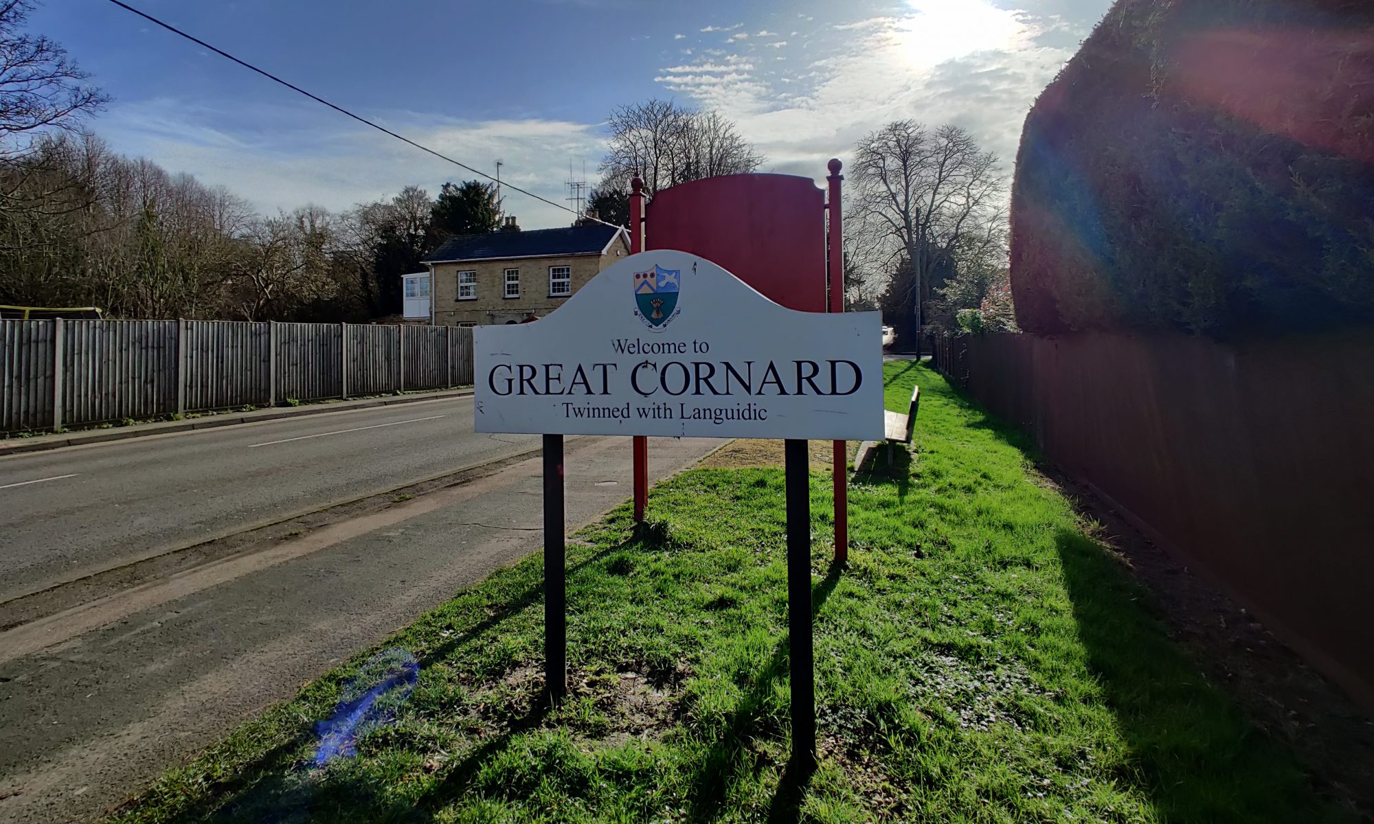 A sign saying "Welcome to Great Cornard"